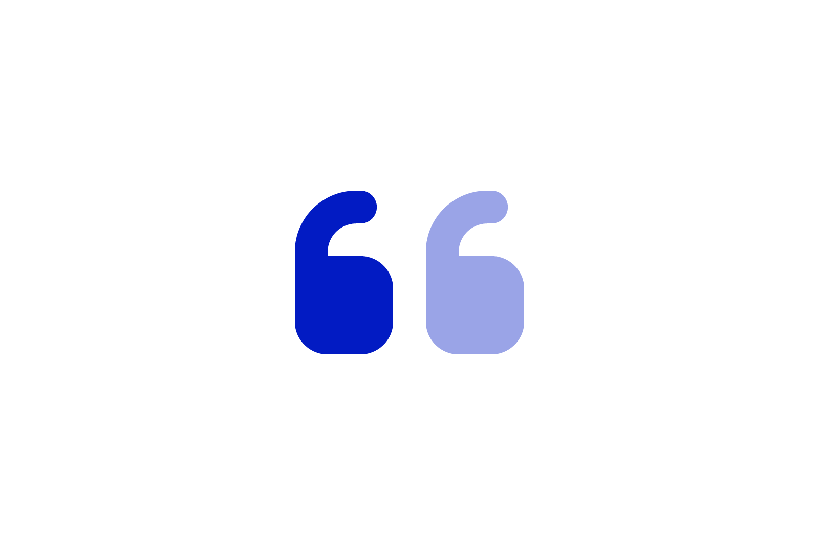 Blue quote icon. 